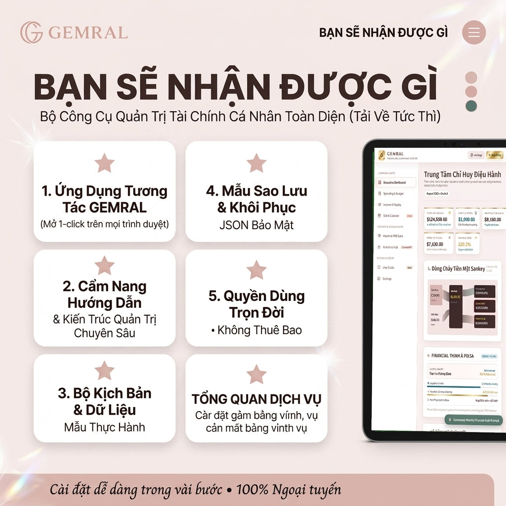 Công Cụ Quản Lý Tài Chính Cá Nhân GEMRAL, Quản Lý Nợ, Tích Lũy Quỹ & Tự Do Tài Chính FIRE