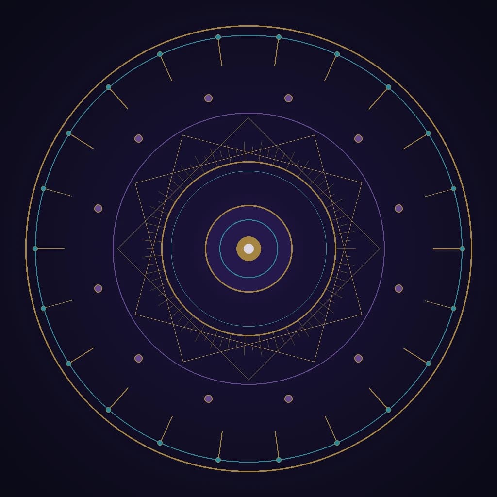 Sacred 78 Arcana Tarot Cosmic Mandala with golden geometric rings