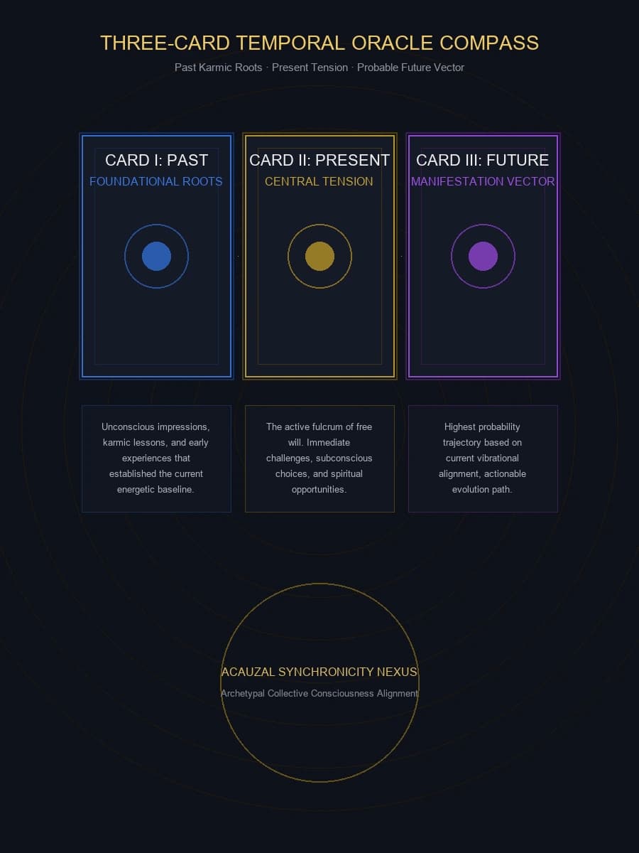 Three-Card Temporal Horizon Oracle Compass (Past · Present · Future)