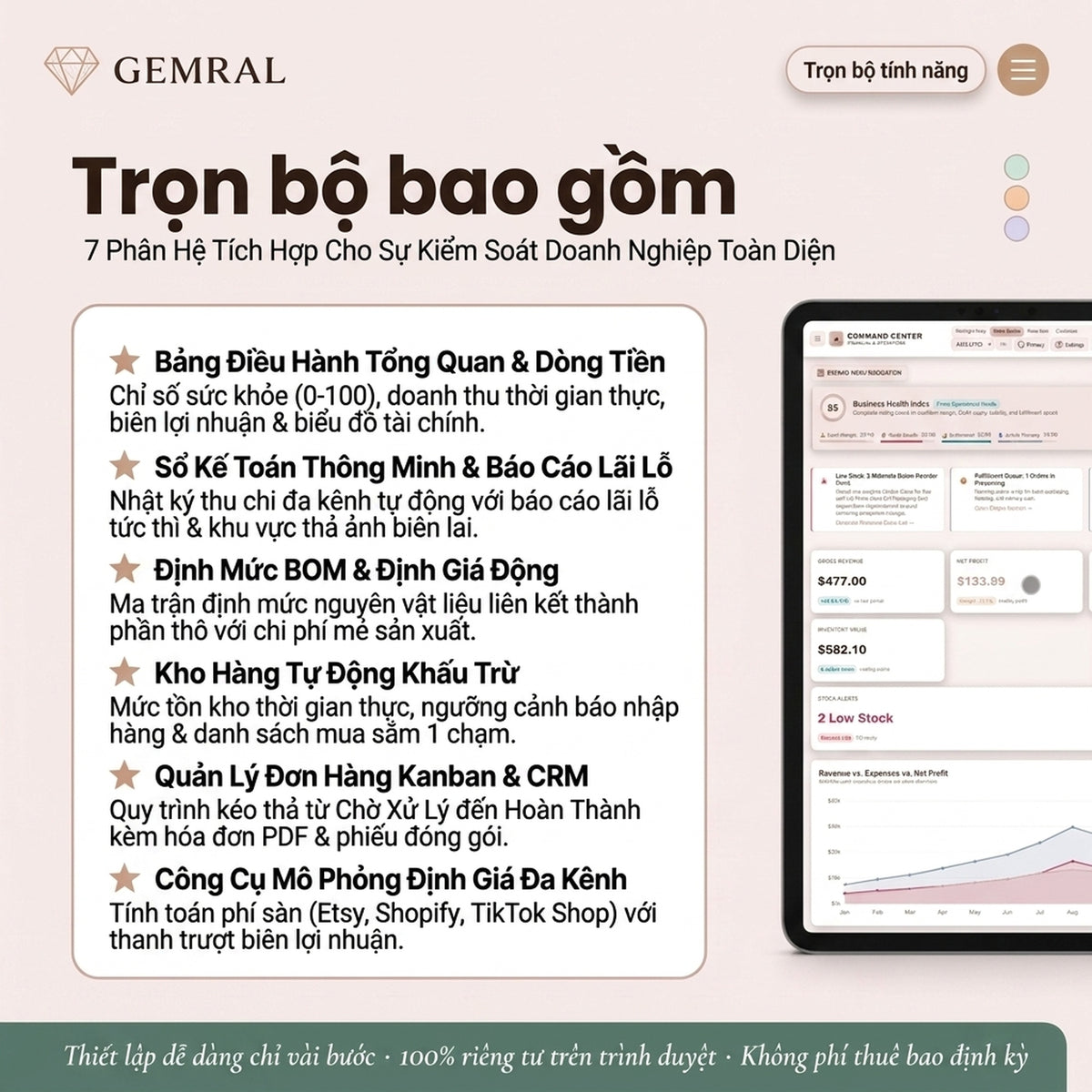 Công Cụ Quản Lý Doanh Nghiệp Nhỏ - Sổ Sách, Kế Toán, Kho Nguyên Liệu, Đơn Hàng & Hóa Đơn | Quản Lý Sản Xuất Định Giá Bán