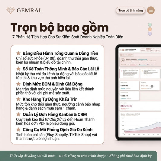 Công Cụ Quản Lý Doanh Nghiệp Nhỏ - Sổ Sách, Kế Toán, Kho Nguyên Liệu, Đơn Hàng & Hóa Đơn | Quản Lý Sản Xuất Định Giá Bán