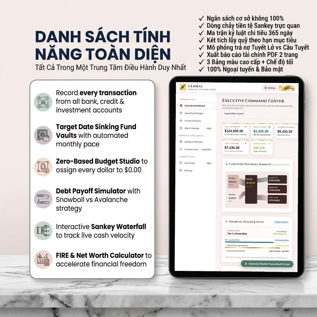 Công Cụ Quản Lý Tài Chính Cá Nhân GEMRAL, Quản Lý Nợ, Tích Lũy Quỹ & Tự Do Tài Chính FIRE