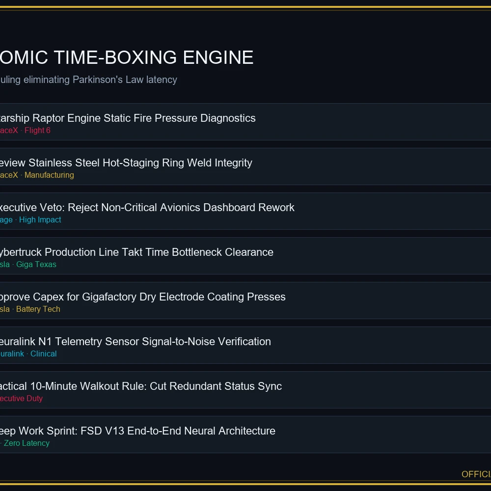 Elon Musk 100-Hour Work Week and 5-Minute Time Boxing Matrix Framework